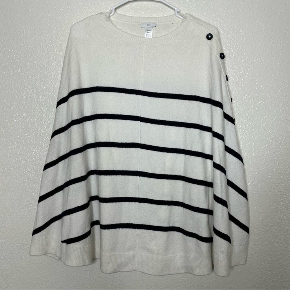 J. Jill Poncho Cape Striped White‎ and Navy Blue One Size